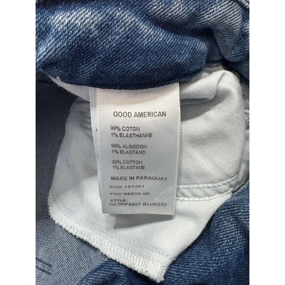 Good American Good Curve Straight Jeans Natural Fray Hem Blue 858-sz 30 - Picture 9 of 9